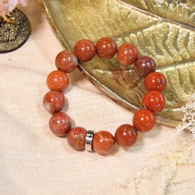 Red Jasper bracelet Round beads 14 mm