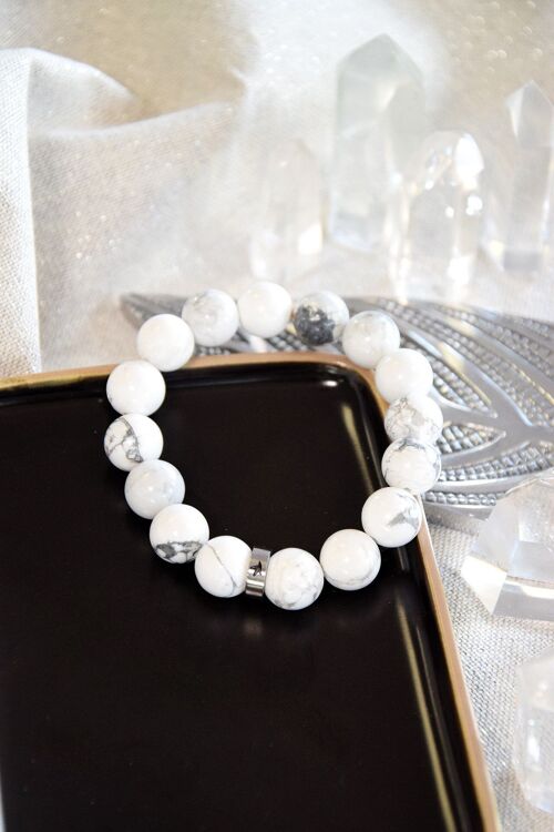 Bracelet Magnésite Perles rondes 12 mm
