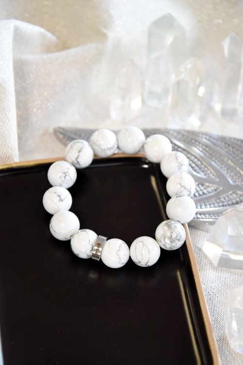 Bracelet Magnésite Perles rondes 14 mm