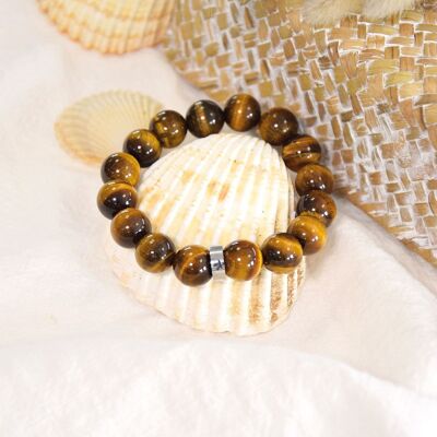 Bracelet Oeil de Tigre Perles rondes 12 mm