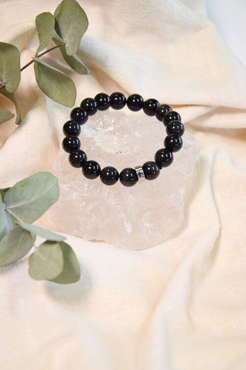 Bracelet Obsidienne Noire Perles rondes 8 mm