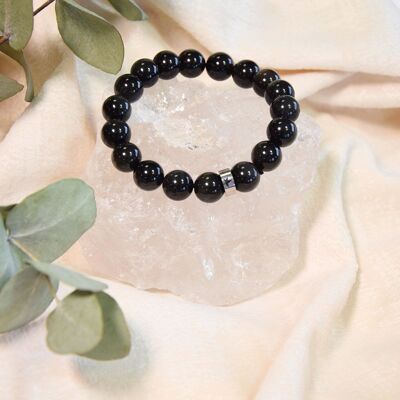 Bracelet Black Obsidian Round beads 8 mm