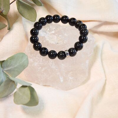 Bracelet Obsidienne Noire Perles rondes 8 mm