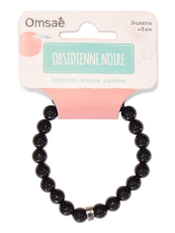 Bracelet Obsidienne Noire Perles rondes 8 mm 3