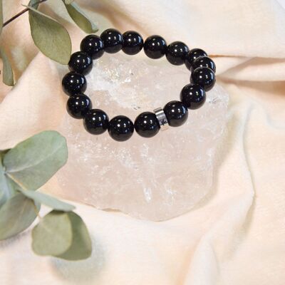 Bracelet Black Obsidian Round beads 10 mm
