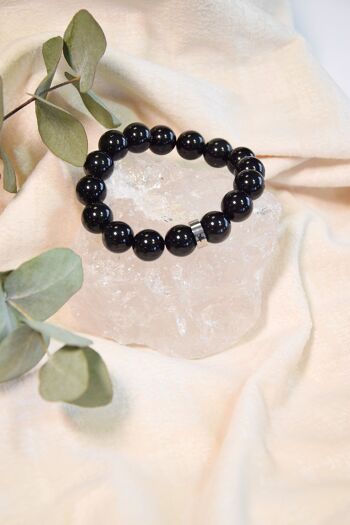 Bracelet Obsidienne Noire Perles rondes 10 mm 1