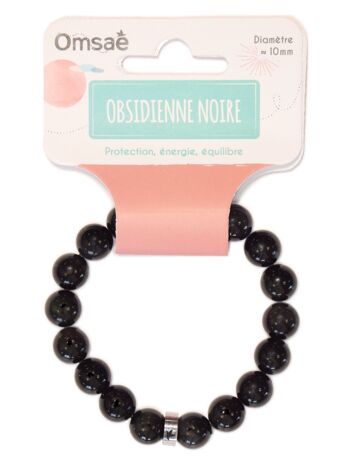 Bracelet Obsidienne Noire Perles rondes 10 mm 3