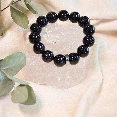 Bracelet Black Obsidian Round beads 12 mm