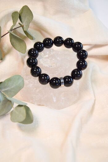 Bracelet Obsidienne Noire Perles rondes 12 mm 1