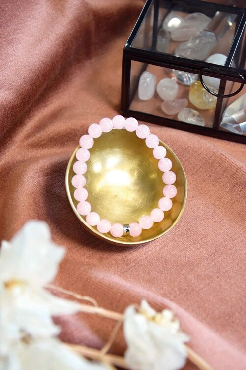 Bracelet Quartz Rose Perles rondes 8 mm