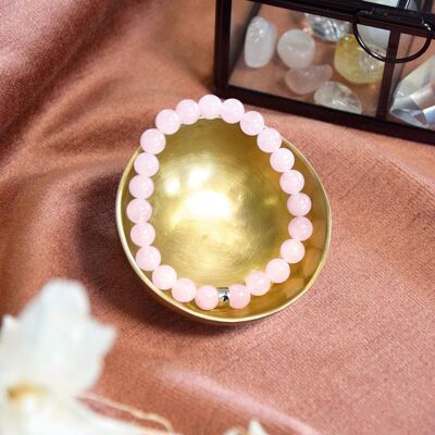 Bracelet Quartz Rose Perles rondes 8 mm