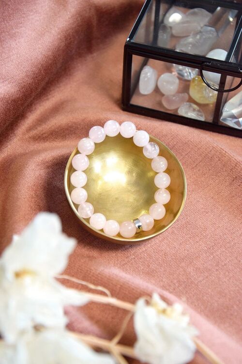 Bracelet Quartz Rose Perles rondes 10 mm