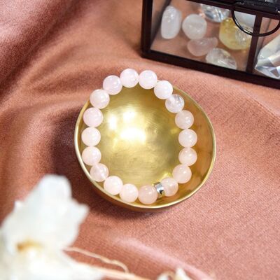 Bracelet Quartz Rose Perles rondes 10 mm