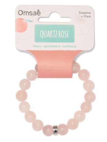 Bracelet Quartz Rose Perles rondes 10 mm 3