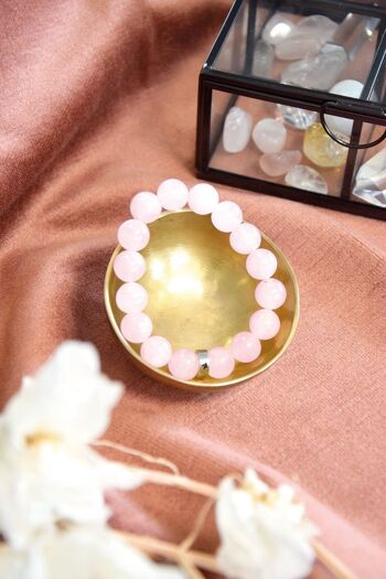 Bracelet Quartz Rose Perles rondes 12 mm 1