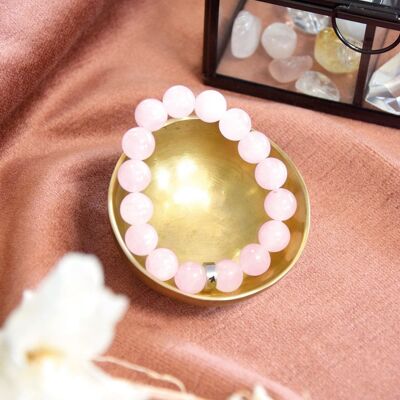 Bracelet Quartz Rose Perles rondes 12 mm