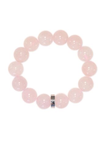 Bracelet Quartz Rose Perles rondes 14 mm 2