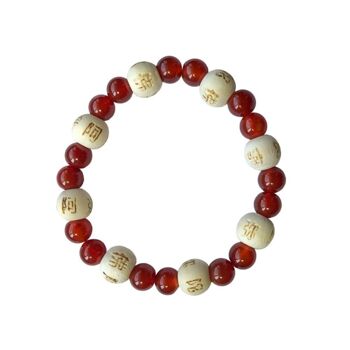 Bracelet Cornaline Perles rondes 8 mm et Perles bois 1 cm 2