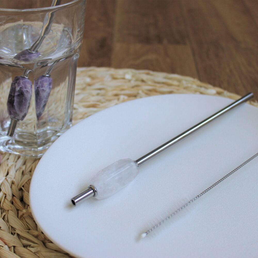 Cannuccia in metallo cristallo di rocca