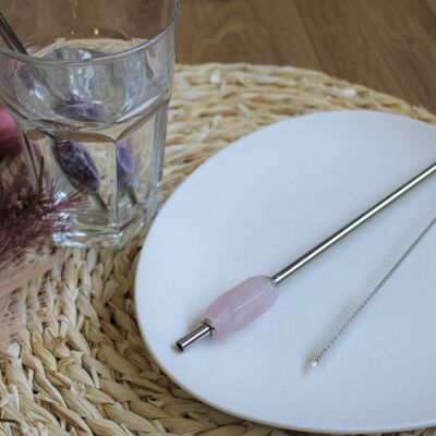 Rose Quartz Metal Straw