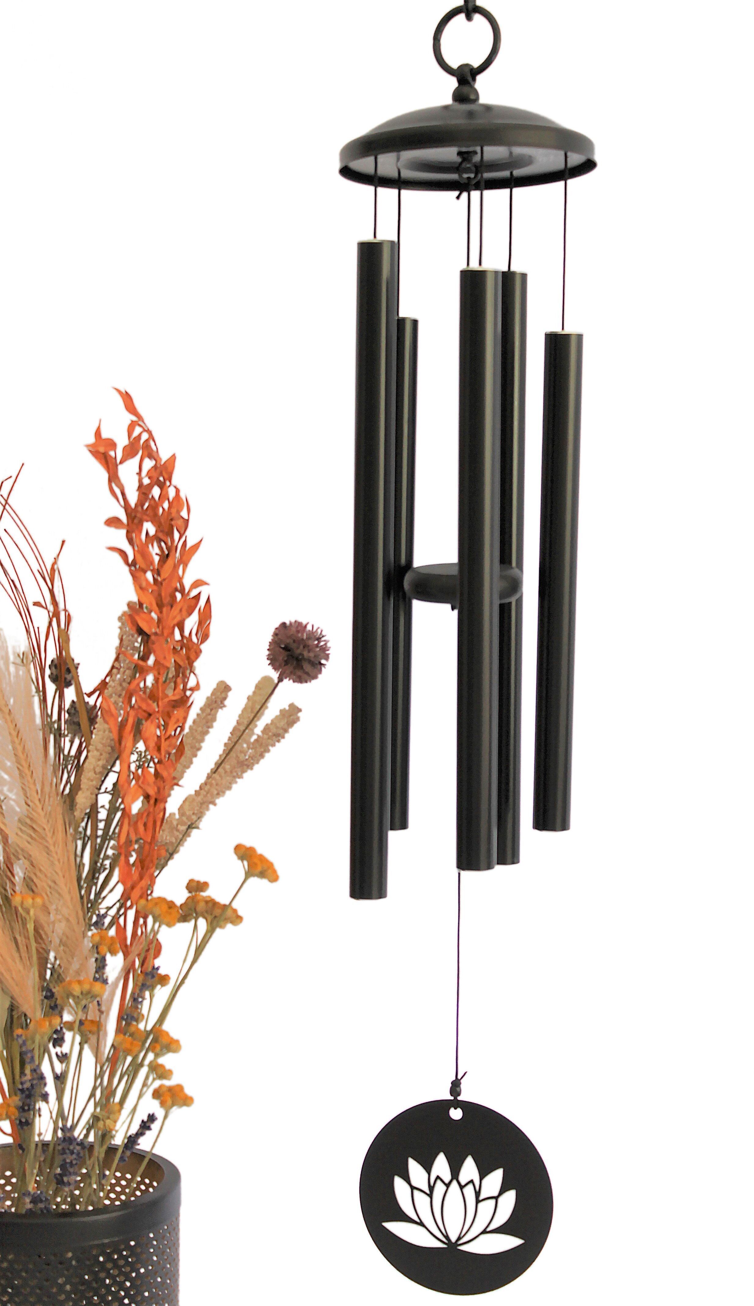 Schwarzes Lotus Windspiel 77 cm