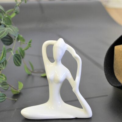 Estatuilla de Porcelana Pose de Sirena Blanco Brillante 10 cm