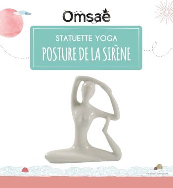 Statuette en Porcelaine Posture de la Sirène Blanc brillant 10 cm 3