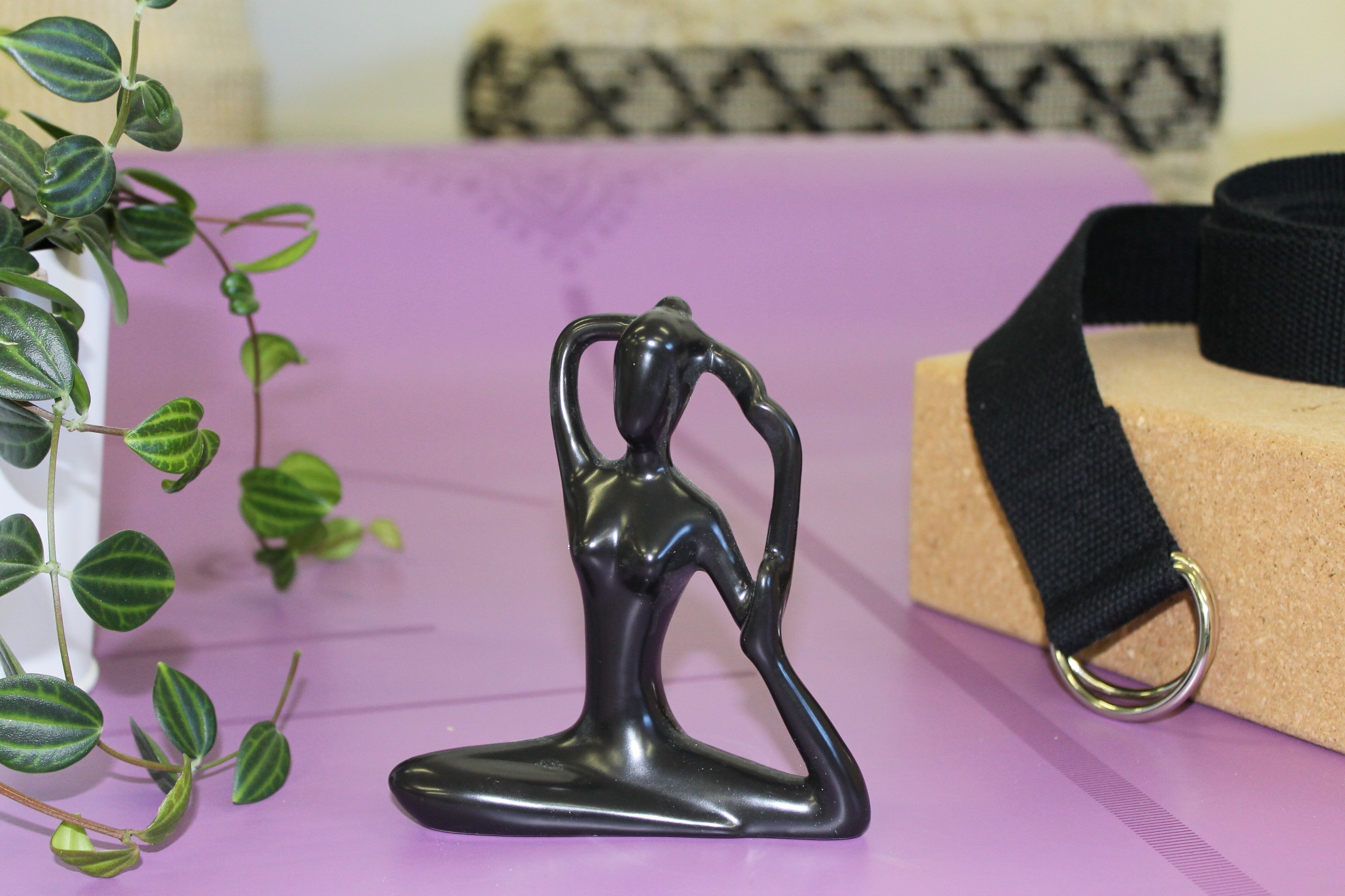 Statuetta in Porcellana Sirena Postura Nero Opaco 10 cm