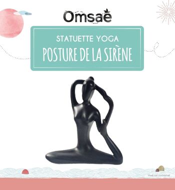 Statuette en Porcelaine Posture de la Sirène Noir mat 10 cm 4