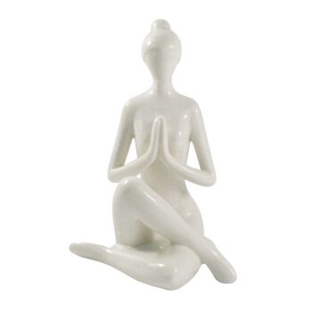 Statuette en Porcelaine Posture du Gardien Blanc brillant 17 cm 2