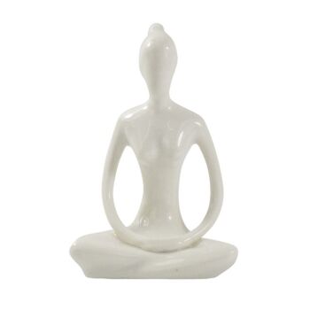 Statuette en Porcelaine Posture du Lotus Dhyana Mudra Blanc brillant 10 cm 2