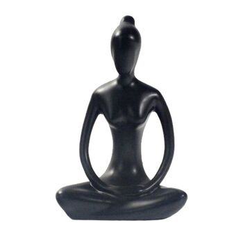 Statuette en Porcelaine Posture du Lotus Dhyana Mudra Noir mat 10 cm 2