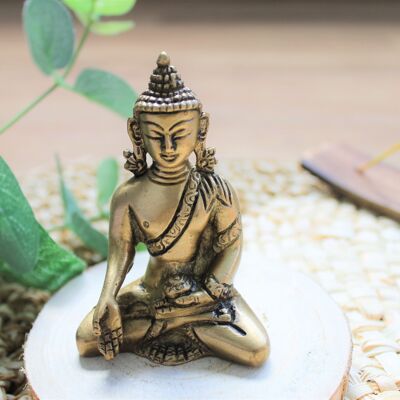 Estatuilla de Buda Varada Mudra en latón dorado mate 7,5 cm