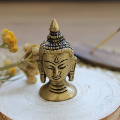 Estatuilla Cabeza de Buda de latón dorado mate 5 cm