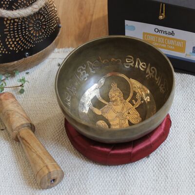 Box Traditional Singing Bowl Tara Engraving Diameter approx. 12cm
