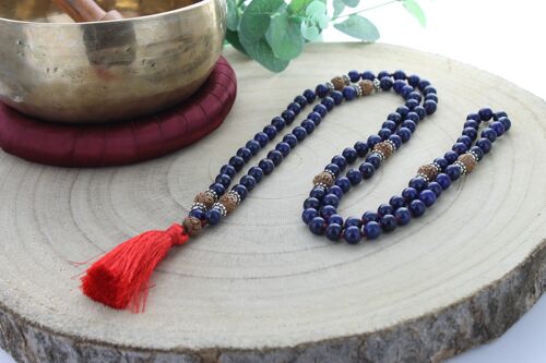 Mala en Lapis Lazuli et Rudraksha 108 perles