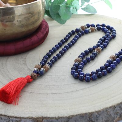 Mala en Lapis Lazuli et Rudraksha 108 perles