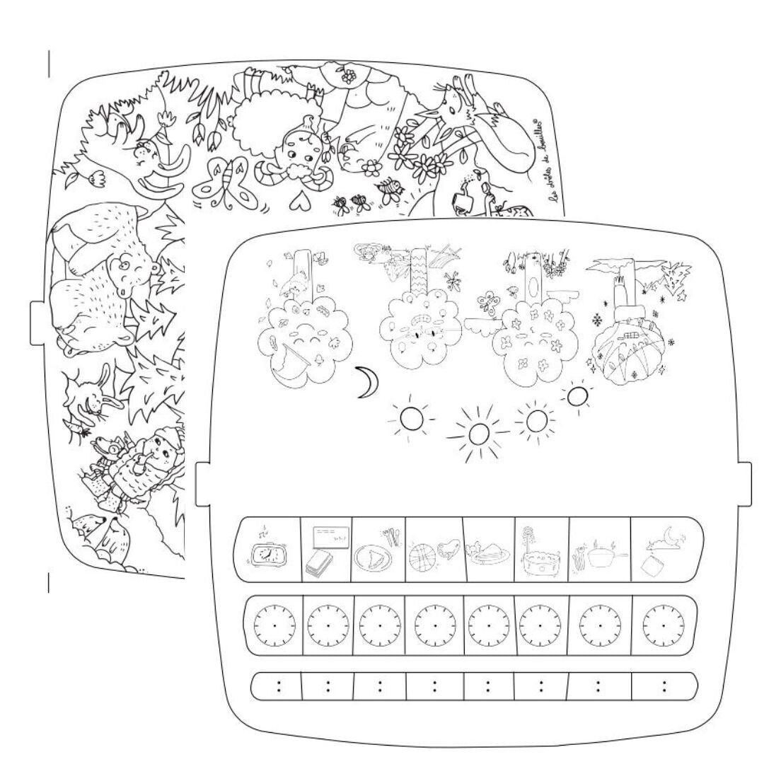 Recharge Coloritable - Forêt & Apprendre l'heure