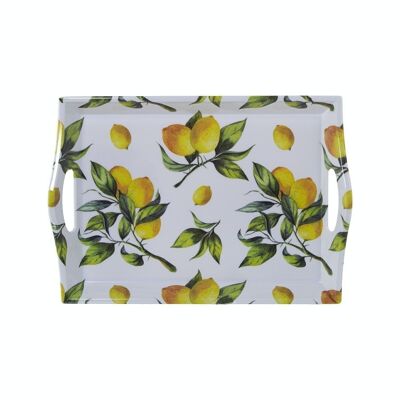 MELAMINE TRAY WITH HANDLES DEC. LEMONS _35X25X4CM INT:28.5X20CM LL5998