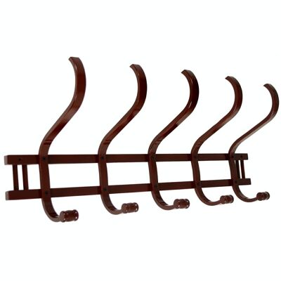 WOODEN WALL RACK WITH 5 ARMS WALNUT COLOR _72X21X30CM,WOOD:BIRCH/┴LAM LL35751