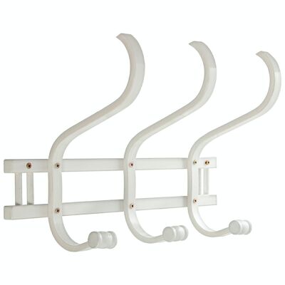 WOODEN WALL RACK WITH 3 ARMSWHITE _45X21X30CM,WOOD:BIRCH+ALAM LL35752