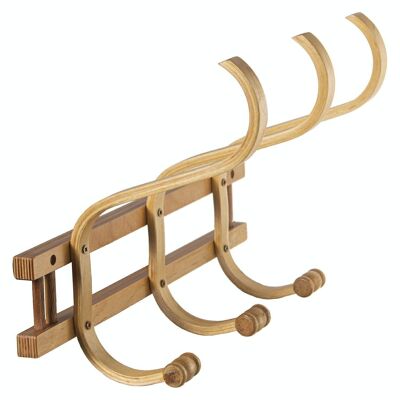 WOODEN COAT RACK WITH 3 NATURAL WALL HOOKS _45X21X30CM,WOOD:BIRCH+ALAM LL36312