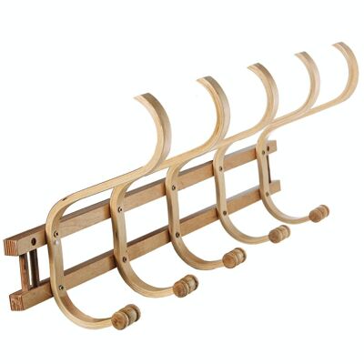 WOODEN COAT RACK WITH 5 NATURAL WALL HOOKS _72X21X30CM,WOOD:BIRCH/┴LAM LL36313