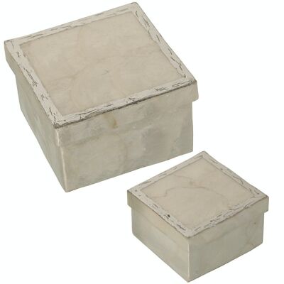 SET 2 CAJAS NÁCAR NATURAL FILOPLATA PINTADO _13X13X8+9X9X6CM LL38955