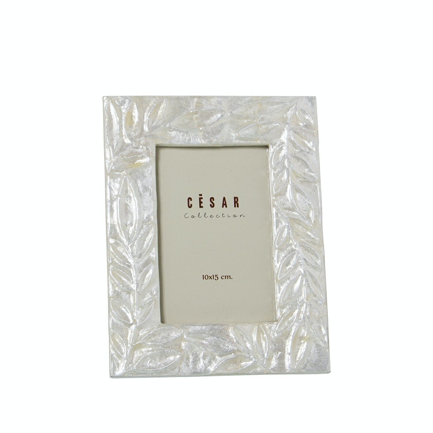 Perlmutt-Fotohalter, 10 x 15 cm, natürliche Blätter, Außenmaß: 17 x 22 x 1 cm, LL39319