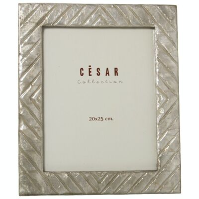 PORTA FOTO MADREPERLA 20X25CM ROMBO GRIGIO CHIARO _EXT:27X32X1CM LL39336