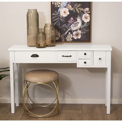 WOODEN ENTRANCE TABLE WITH 5 WHITE DRAWERS 120X34X78CM LL39363