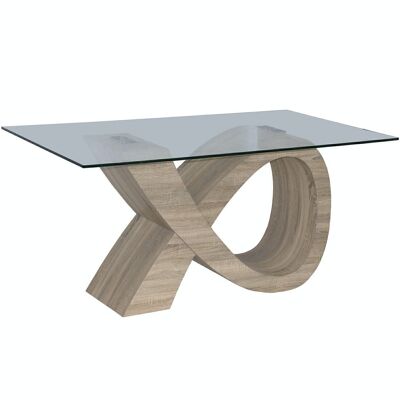 WOOD/GLASS DINING TABLE+40384 (BASE:DM+PAPER) _160X90X75CM-GLASS:12MM LL40366