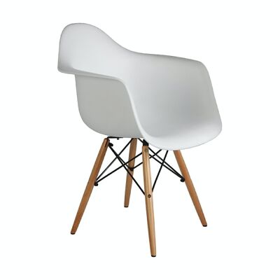 WHITE ACRYLIC ARMS CHAIR/WOODEN LEGS _63X62X80CM LL43913