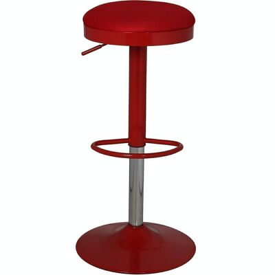 CHROME STEEL STOOL.RED W/GRILLE SEAT, REG.HEIGHT, ROTATING _°36X64/84CM, BASE:°41CM LL44136